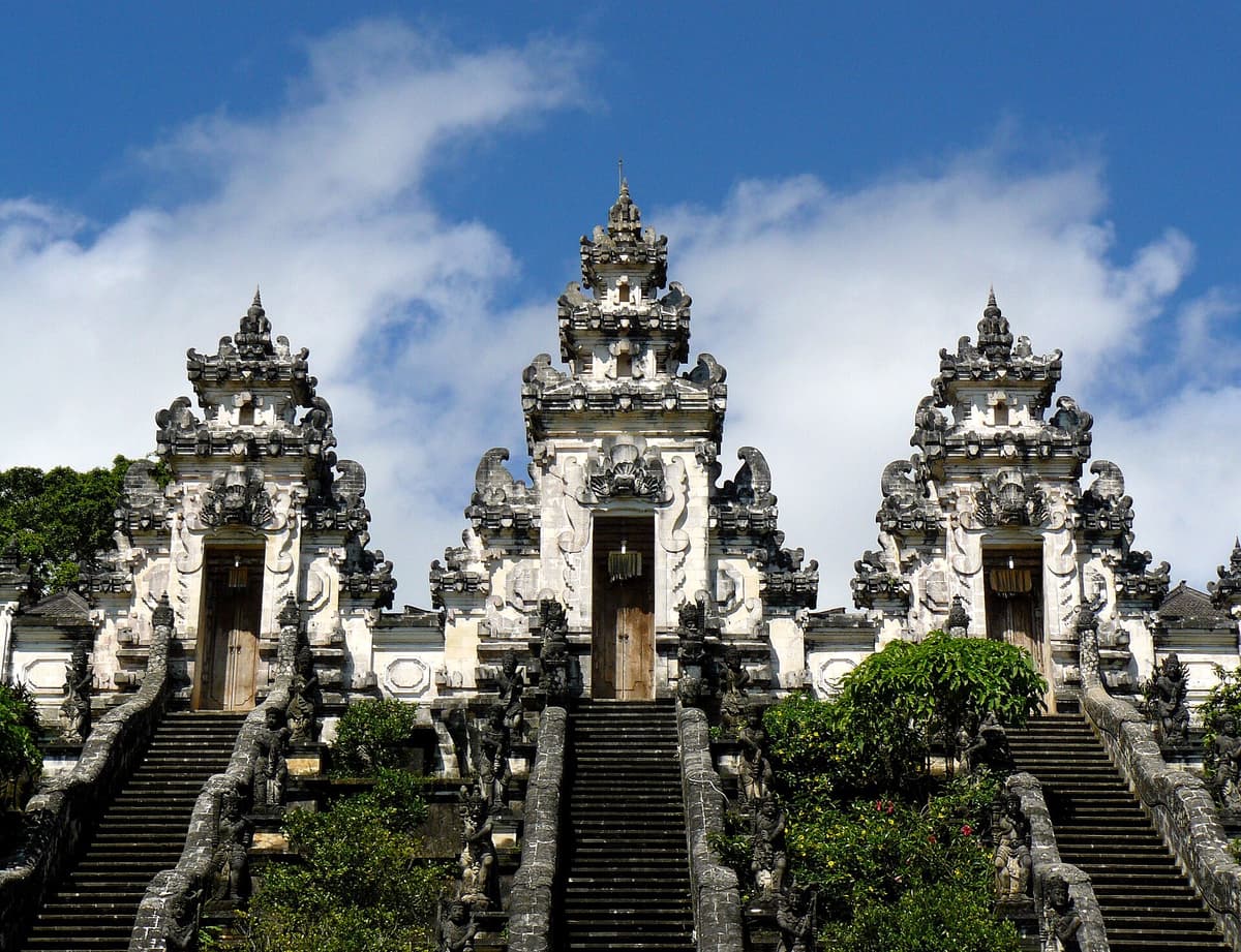 Lempuyang Temple | Bali | Go Bali Visa Agency Pura Lempuyang Luhur gates with Mount Agung in the distance, East Bali